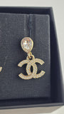 Chanel CC Gold Tone Rhinestone Pierced Earrings - 3812