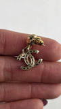 Chanel CC Gold Tone Rhinestone Pierced Earrings - 3812