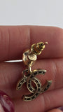 Chanel CC Gold Tone Rhinestone Pierced Earrings - 3812