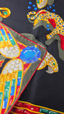 Cartier Black Jeweled Leopard & Bird Silk Scarf - 3804