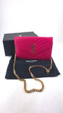 YSL Pink Caviar Leather Chevron Envelope WOC - R0013
