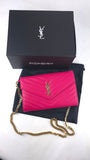 YSL Pink Caviar Leather Chevron Envelope WOC - R0013