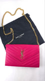YSL Pink Caviar Leather Chevron Envelope WOC - R0013