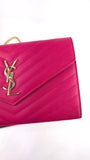 YSL Pink Caviar Leather Chevron Envelope WOC - R0013