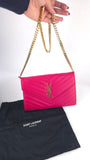YSL Pink Caviar Leather Chevron Envelope WOC - R0013