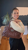 Salvatore Ferragamo Brown Leather Gancini Handbag - 3796