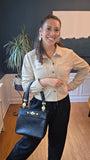 Versace Black Leather Sunburst Medusa Shoulder Bag - R0031