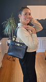 Versace Black Leather Sunburst Medusa Shoulder Bag - R0031