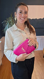 YSL Pink Caviar Leather Chevron Envelope WOC - R0013