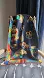 Cartier Black Jeweled Leopard & Bird Silk Scarf - 3804