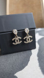 Chanel CC Gold Tone Rhinestone Pierced Earrings - 3812
