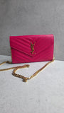 YSL Pink Caviar Leather Chevron Envelope WOC - R0013