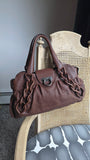 Salvatore Ferragamo Brown Leather Gancini Handbag - 3796