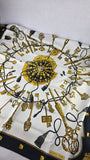 Hermes Black 'Les Cles' Scarf - 3832