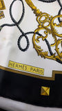 Hermes Black 'Les Cles' Scarf - 3832