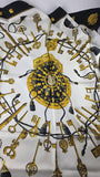 Hermes Black 'Les Cles' Scarf - 3832
