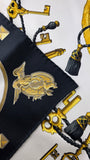 Hermes Black 'Les Cles' Scarf - 3832