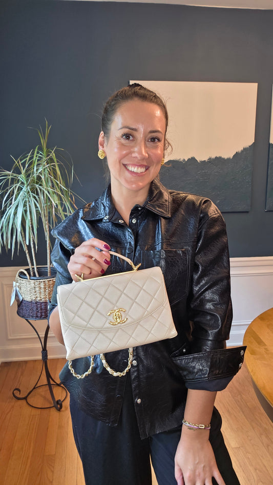 Chanel Cream Top Handle 2way  - G0999