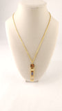 Givenchy Gold Bar Cream/Purple Pendant Necklace - 2469