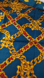 Chanel Blue Chain Accessory Pattern 100% Silk Scarf  - 3799