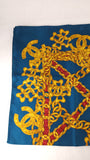 Chanel Blue Chain Accessory Pattern 100% Silk Scarf  - 3799