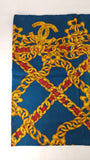 Chanel Blue Chain Accessory Pattern 100% Silk Scarf  - 3799