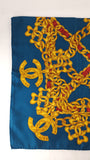 Chanel Blue Chain Accessory Pattern 100% Silk Scarf  - 3799