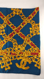 Chanel Blue Chain Accessory Pattern 100% Silk Scarf  - 3799