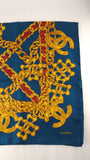 Chanel Blue Chain Accessory Pattern 100% Silk Scarf  - 3799
