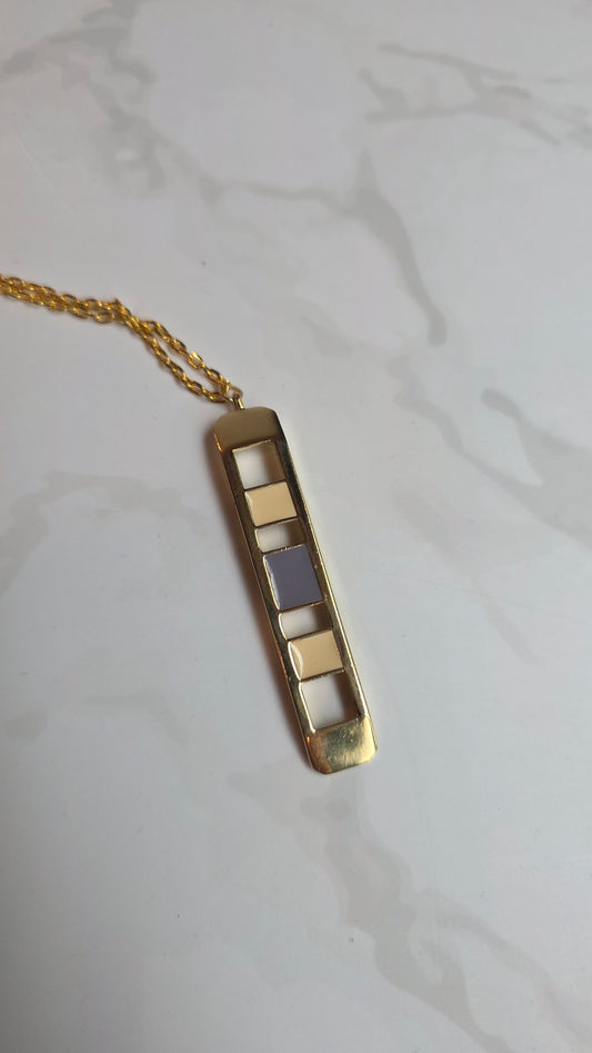 Givenchy Gold Bar Cream/Purple Pendant Necklace - 2469