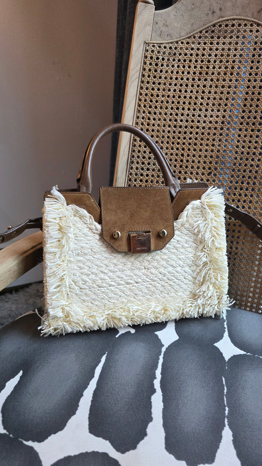 Jimmy Choo Beige Raffia 2way Bag - R0190