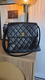 Chanel Matelasse Black Leather Shoulder Bag - 3493