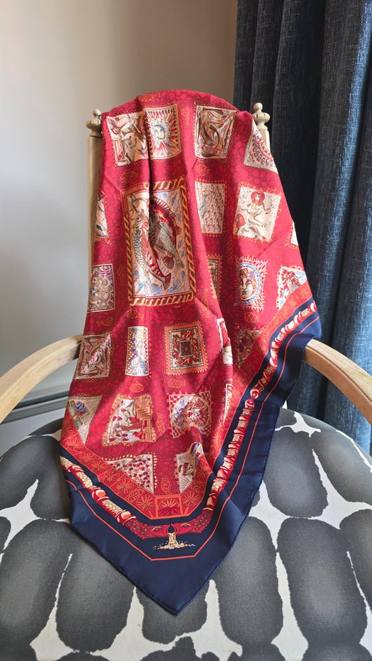 Hermes Carre 90 ”Mare Nostrum” Red Silk Scarf - 3805