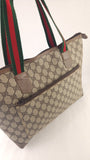 Gucci GG Supreme Web Sherry Line Beige Tote Bag - 3809