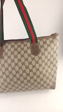 Gucci GG Supreme Web Sherry Line Beige Tote Bag - 3809