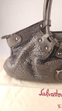 Salvatore Ferragamo Gancini Silver Leather Shoulder Bag - 3808