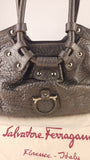 Salvatore Ferragamo Gancini Silver Leather Shoulder Bag - 3808