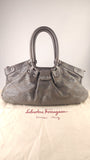 Salvatore Ferragamo Gancini Silver Leather Shoulder Bag - 3808