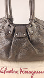 Salvatore Ferragamo Gancini Silver Leather Shoulder Bag - 3808