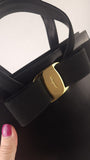 Salvatore Ferragamo Black Leather Vala 2way Handbag - 3913