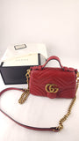 Gucci Marmont Red Leather Top Handle 2way Bag - R0006