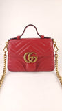 Gucci Marmont Red Leather Top Handle 2way Bag - R0006