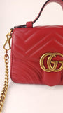 Gucci Marmont Red Leather Top Handle 2way Bag - R0006