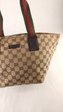 Gucci Beige Canvas Sherry Line Handbag - 3810