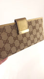 Gucci GG Canvas Long Wallet w/ Gold Trim - 3772