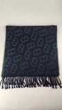 Fendi Navy & Green 100% Wool Reversible Scarf - R0280