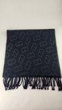 Fendi Navy & Green 100% Wool Reversible Scarf - R0280
