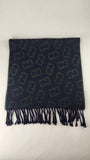 Fendi Navy & Green 100% Wool Reversible Scarf - R0280