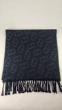 Fendi Navy & Green 100% Wool Reversible Scarf - R0280