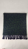 Fendi Navy & Green 100% Wool Reversible Scarf - R0280